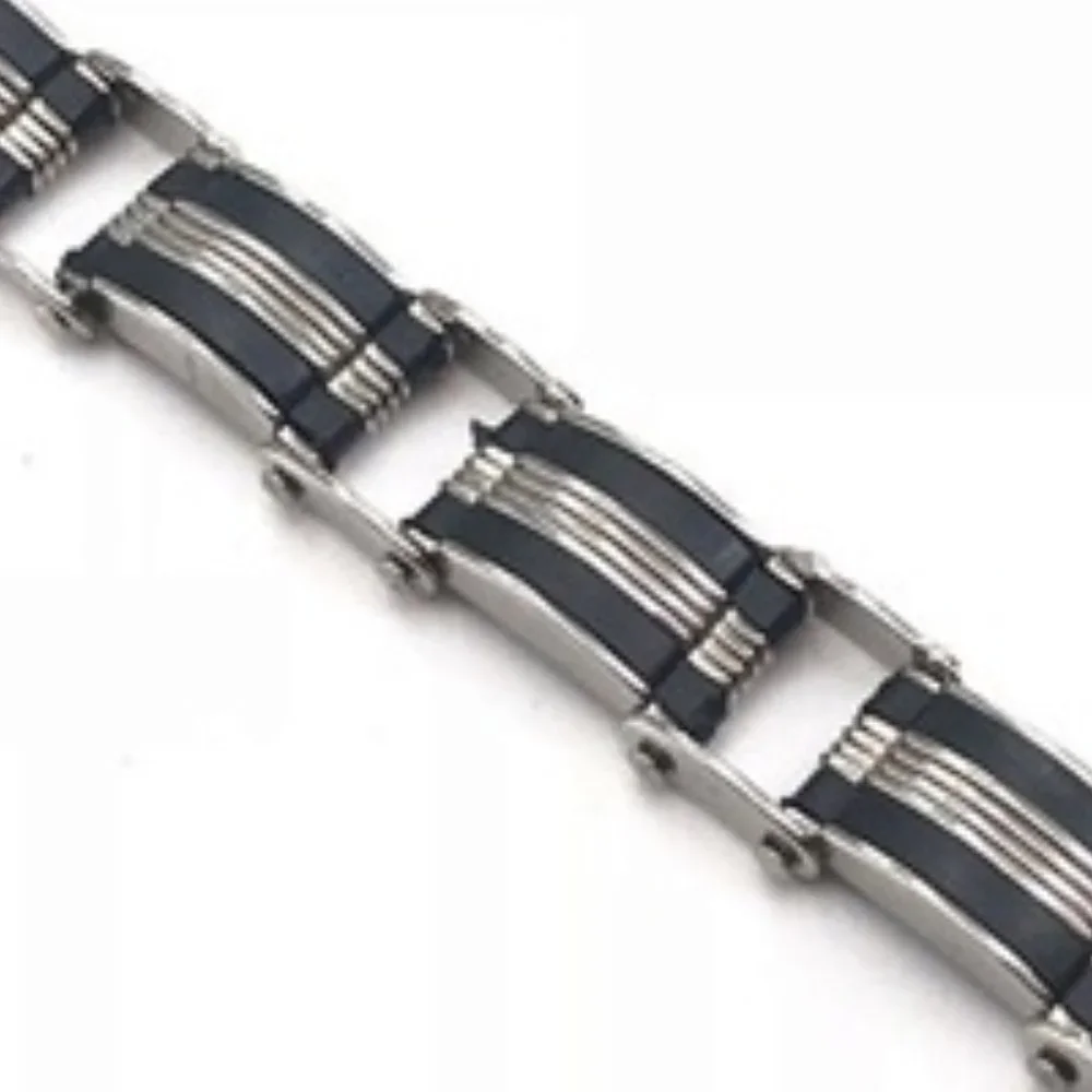 Stainless Steel & Black‎ Link Bracelet